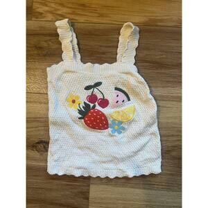 Old Navy Sweater Girls Small 6 White Fruit Tank Top Ruffle Straps Cute Knit